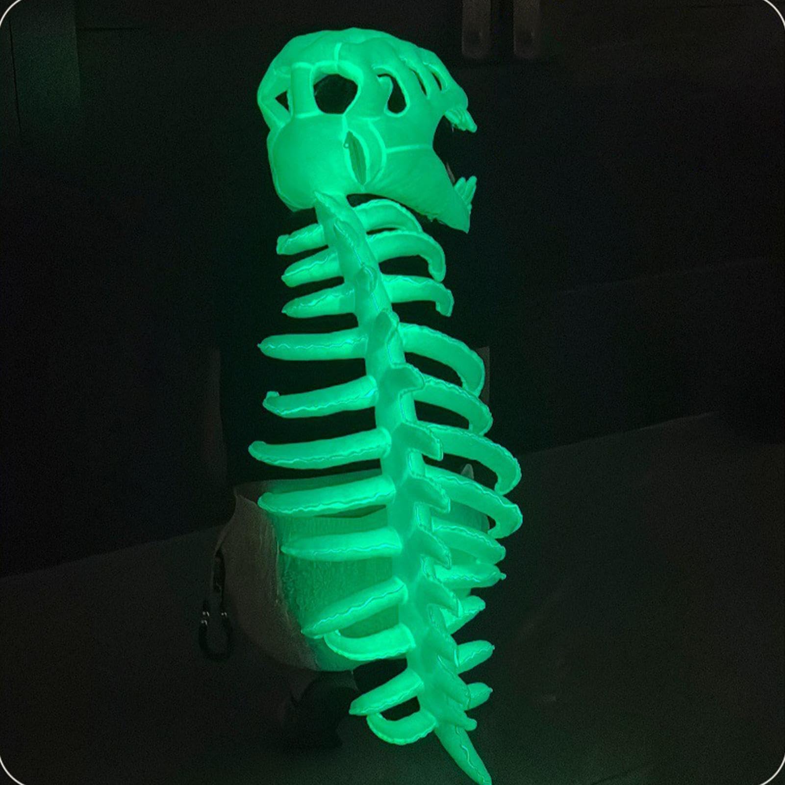 Kostium Szkieletu Dinozaura Świeci w Ciemności Ubrania do Przebrania | Halloweenowe Stroje Szkielet Dla Dorosłych na Przedstawienia Tematyczne Konwenty i Koncerty