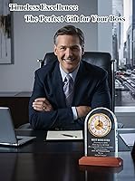 Vista 8 de Best Boss Ever Regalos para hombres y mujeres — Reloj de escritorio de cristal con base de luz de madera Apreciación del jefe y despedida