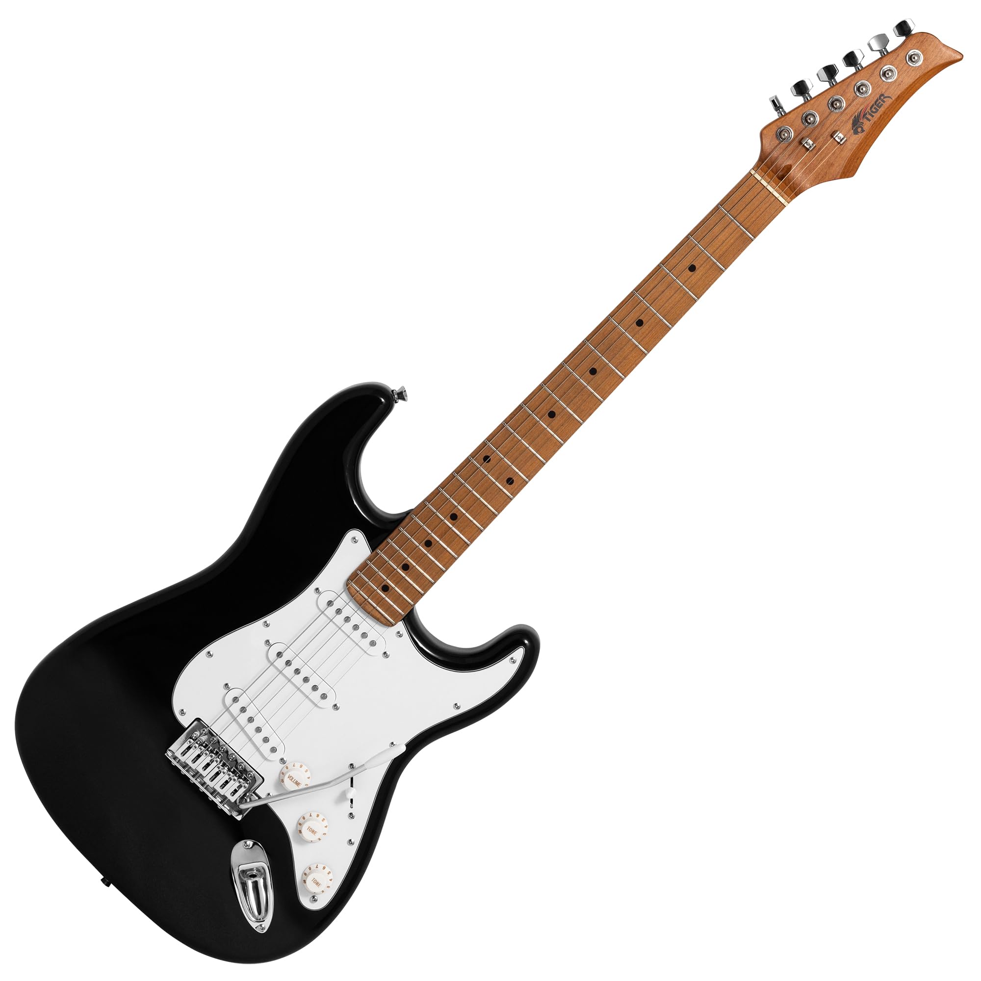 Tiger Full Size Electric Guitar Black SSS