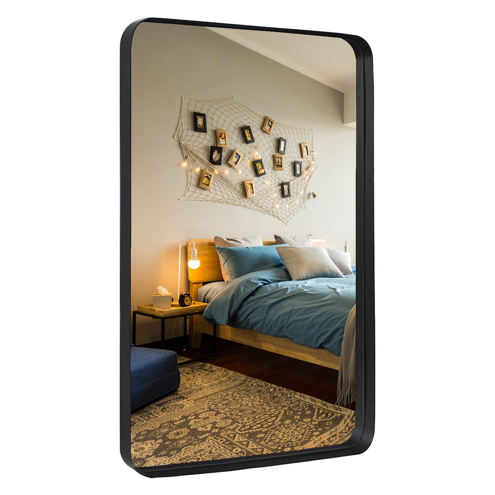 Buy Bathroom Mirror for Wall 30"x40" Rectangle Mirror Black Metal Frame