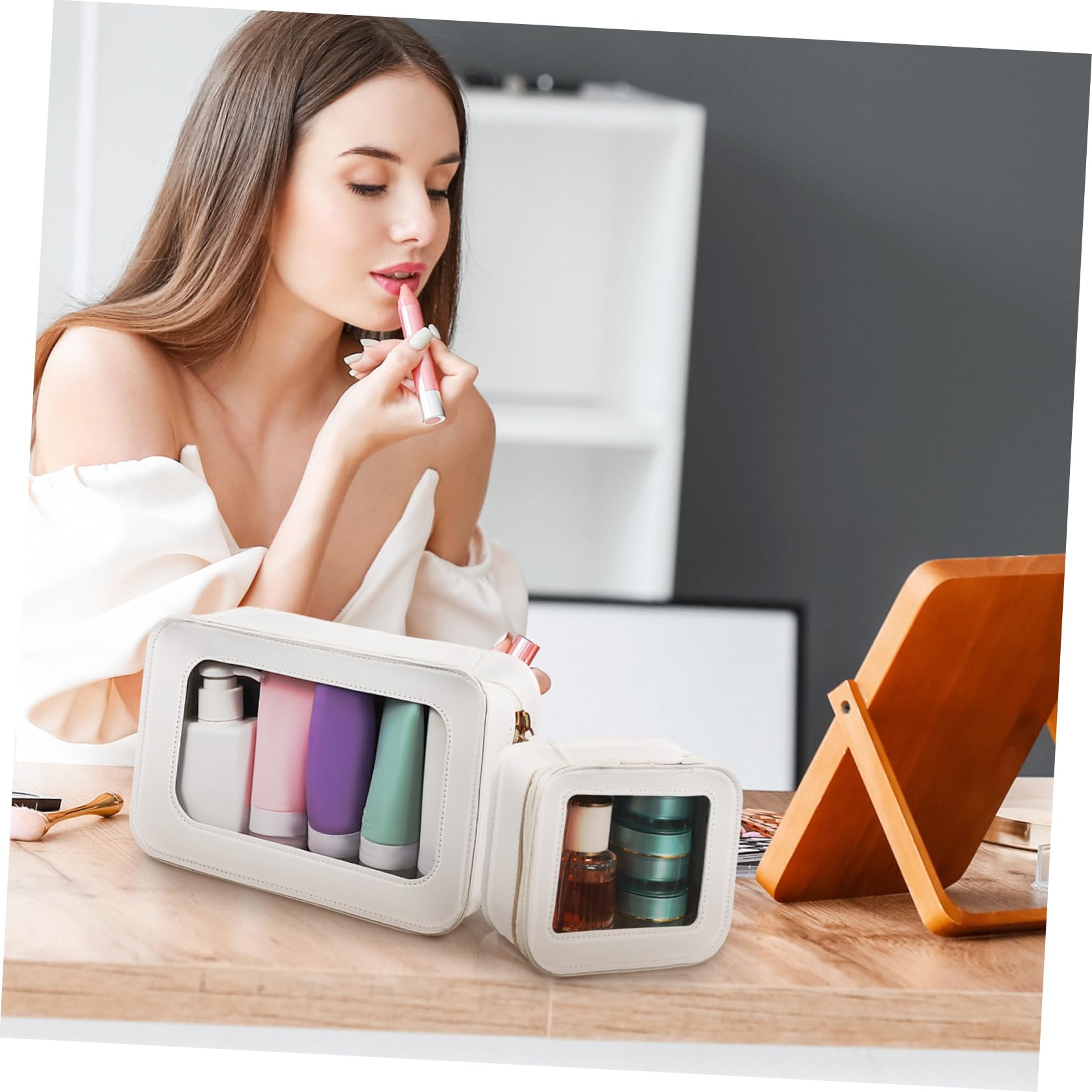Healeved Borsa da Toilette Trasparente con Cerniera 2 Pezzi per Cosmetici e Prodotti di Bellezza da Viaggio
