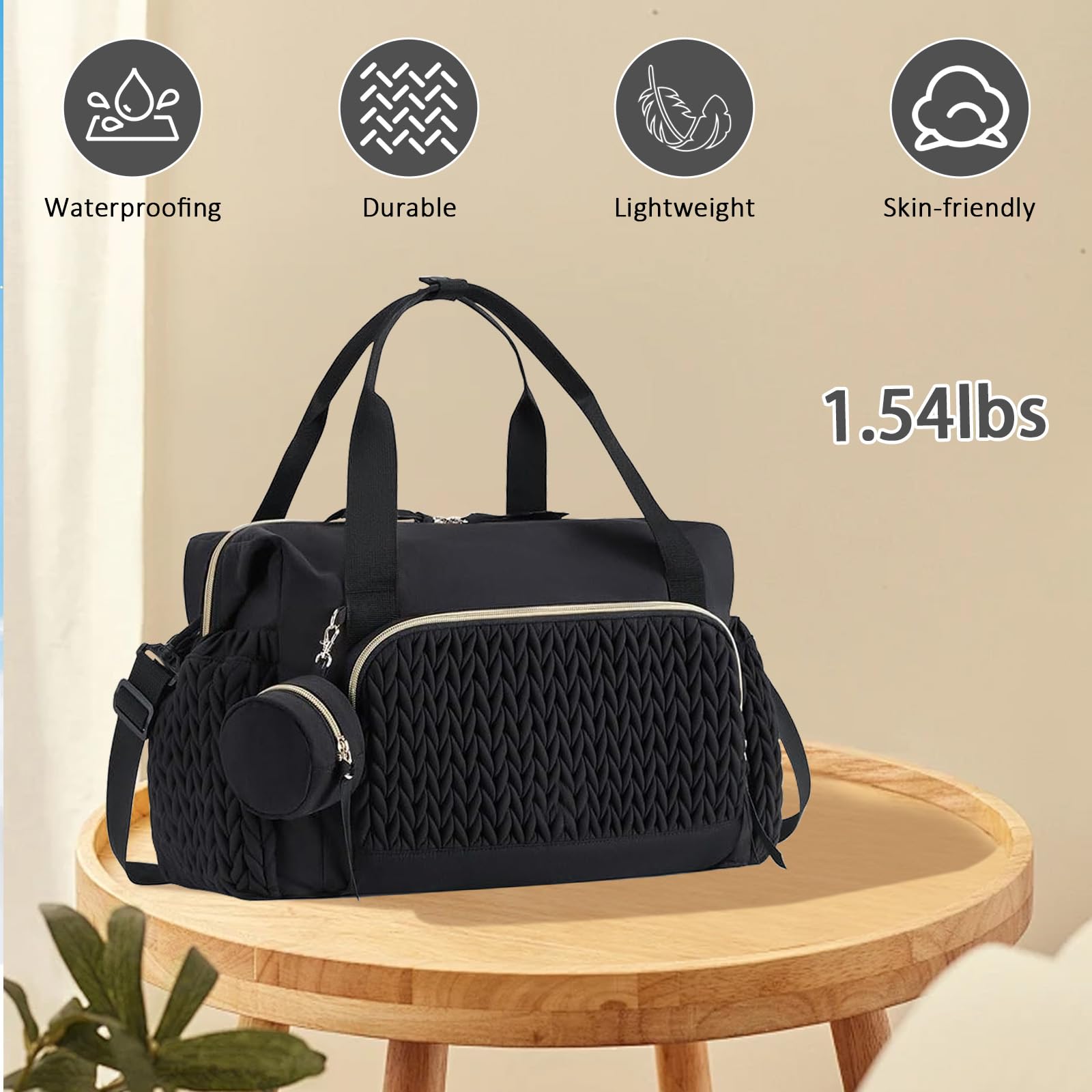 Bolso cambiador multifuncional grande, bolso de hombro con estuche para chupete, bolso cambiador impermeable para viajes, playa, uso diario