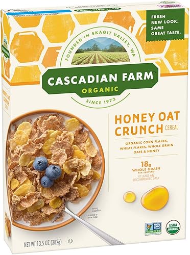 Miniatura 1 de Cascadian Farm Cereal - Copos de maíz orgánico copos de trigo copos de trigo integral avena y miel - Caja de 10 - 13.5 oz.
