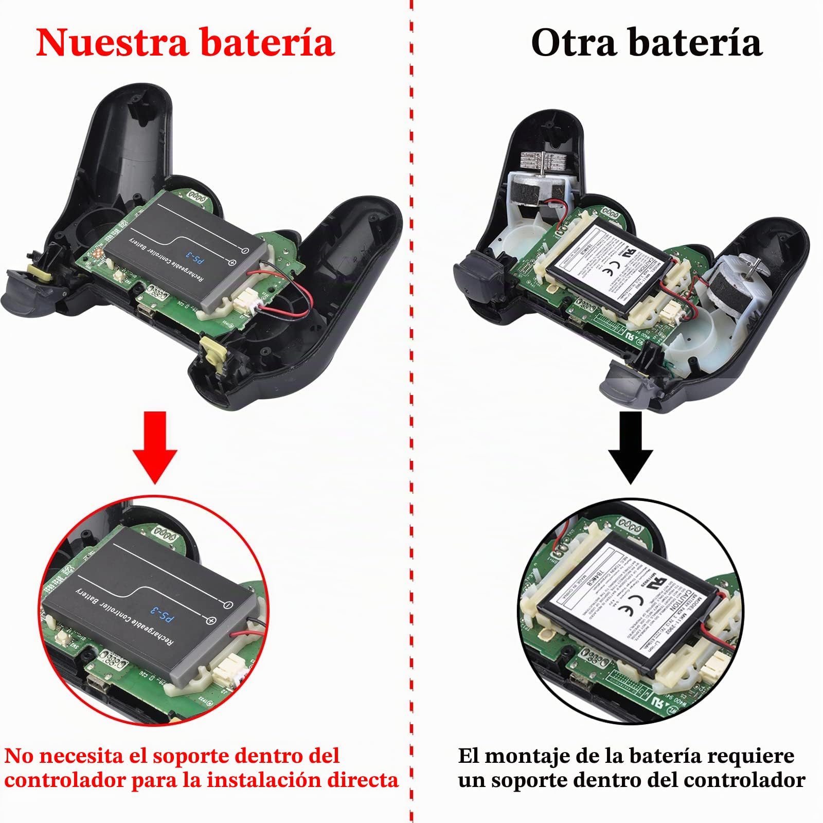 Batería Mando PS3, Hisewen 2Pack LIP1359/LIP1472/LIP1859 Batería de Repuesto para Sony PlayStation 3 Dualshock 3 CECHZC2E CECHZC2U SIXAXIS CECHZC1E CECHZC1H CECHZC1J CECHZC1U Controller