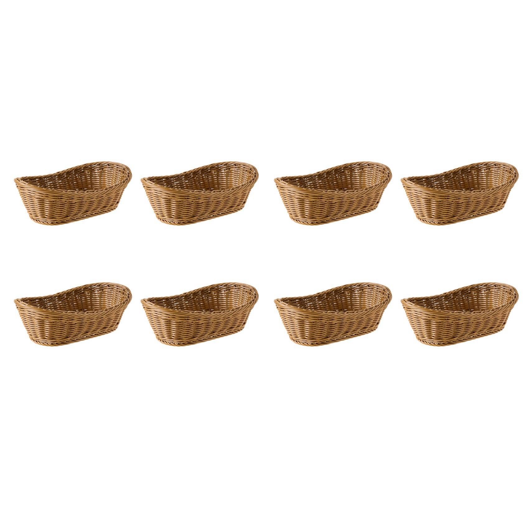 Hndhbfgrt 8X Oval Wicker Woven Bread Basket, 10.2Inch Storage Basket for Food Fruit Cosmetic Storage Tabletop and Bathroom