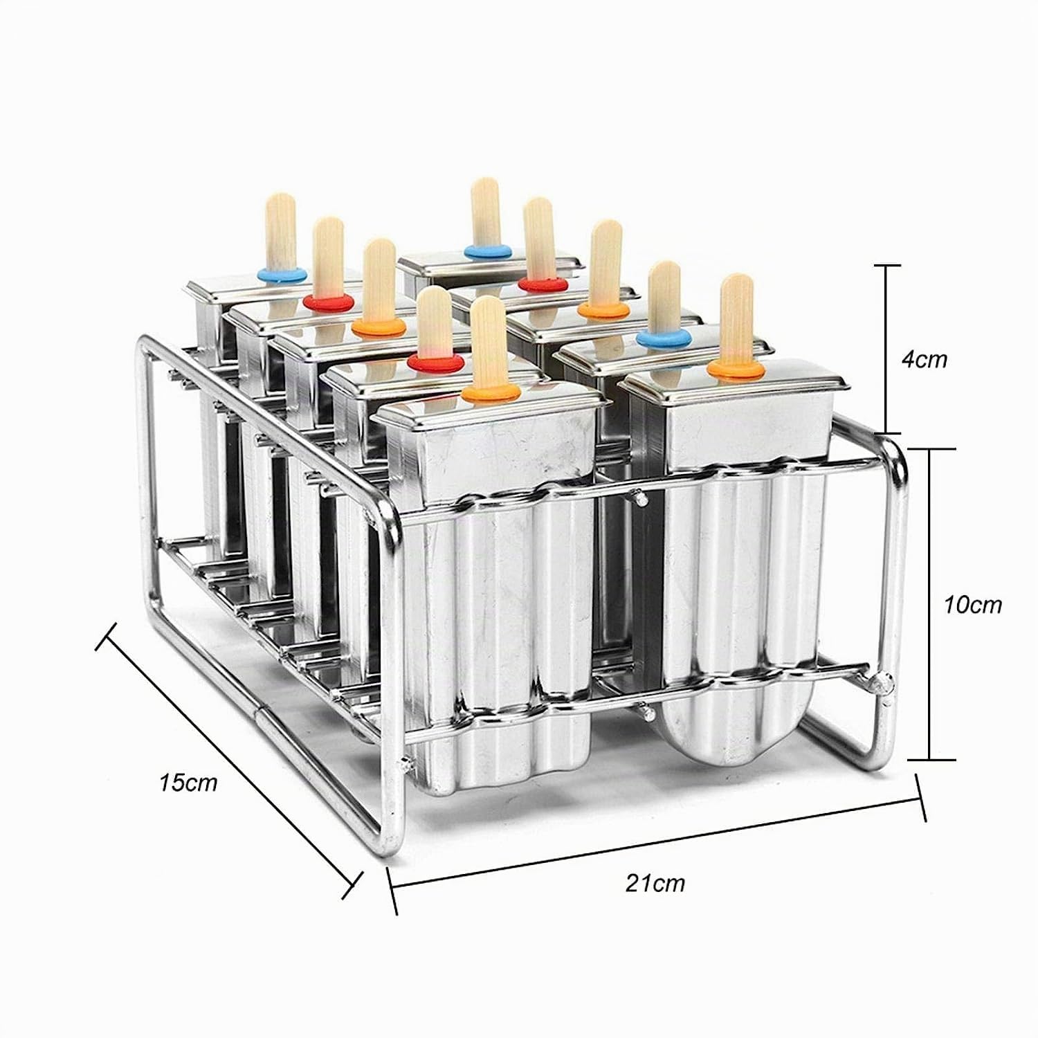 Lot de 10 moules à glace en acier inoxydable pour glaçons et crème glacée