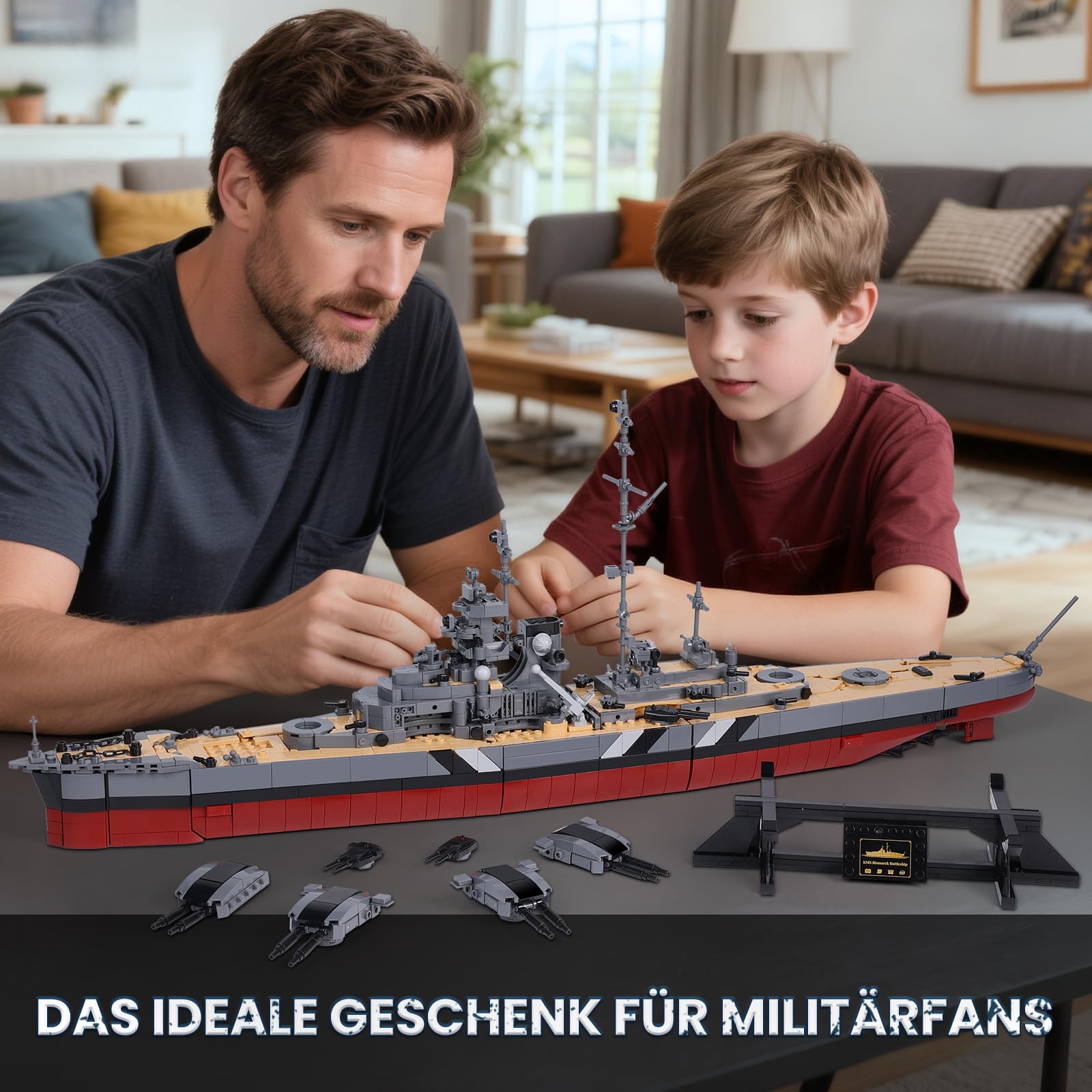 JMBricklayer Technik Bismarck Schlachtschiff Klemmbausteine Bausatz für Erwachsene, 2537 PCS WWII Militär MOC Kriegsschiff Modell 60015, Deko für Zuhause & Büro, Geschenk für Jungen & Männer 14+