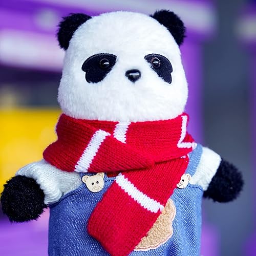 Miniatura 4 de LFCXHTY Colección de juguetes de peluche de panda de 10 pulgadas, súper suave, de alta calidad, con bufandas rojas, suéteres blancos, pantalones