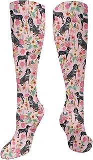 942 Men Women Socks Coonhound Flower Bluetick Coonhound Work Socks Moisture Wicking Yoga Crew Socks Hard Wearing Trekking Ladies Socks, 50cm