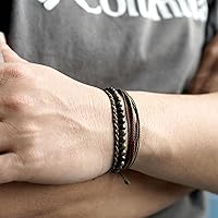 Vista 482 de Handmade Natural Stone Beaded Healing Bracelet Gift for Men Adjustable Rope String Bracelet