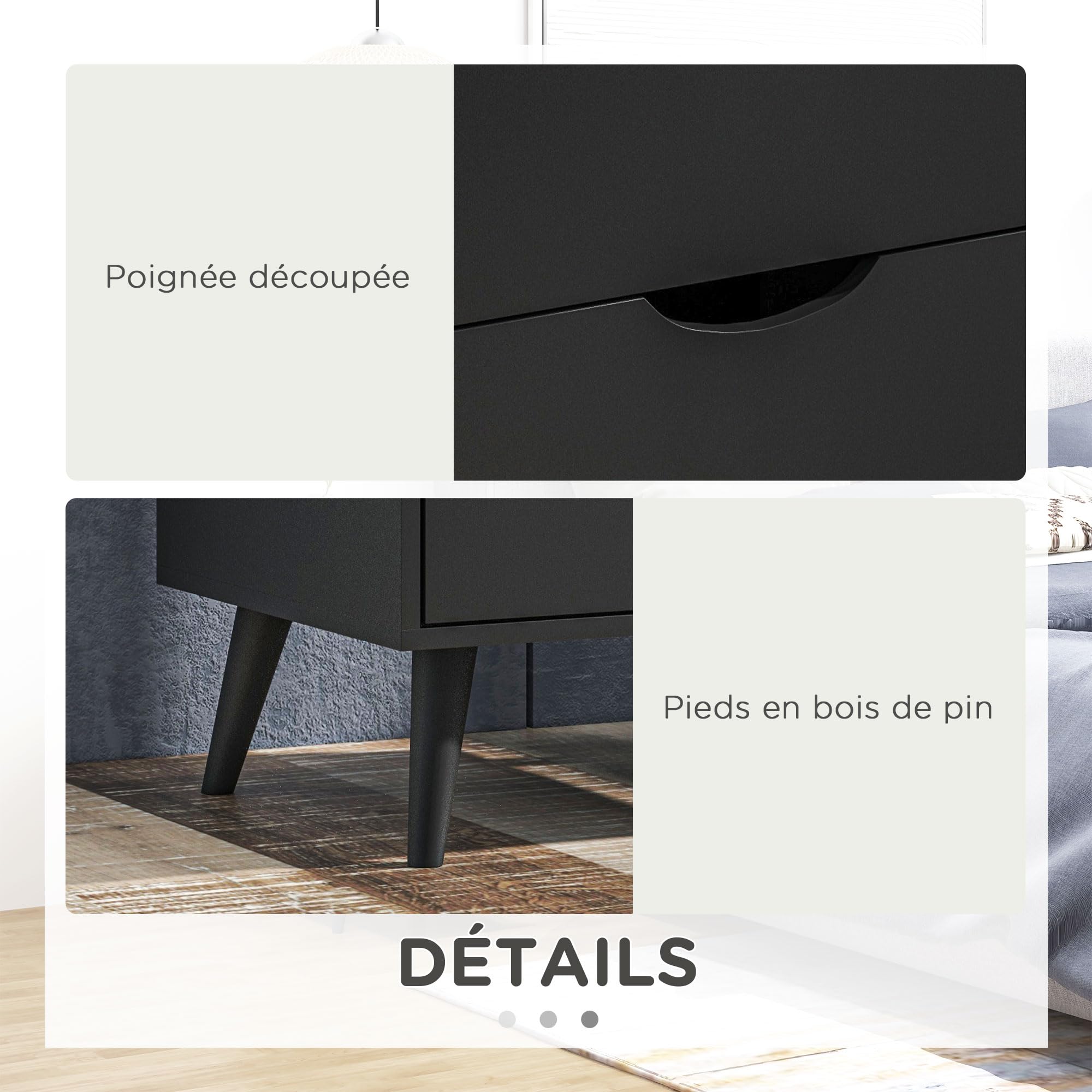 HOMCOM Nachtkastje, bijzettafel, nachtkastje, Scandinavische stijl, 2