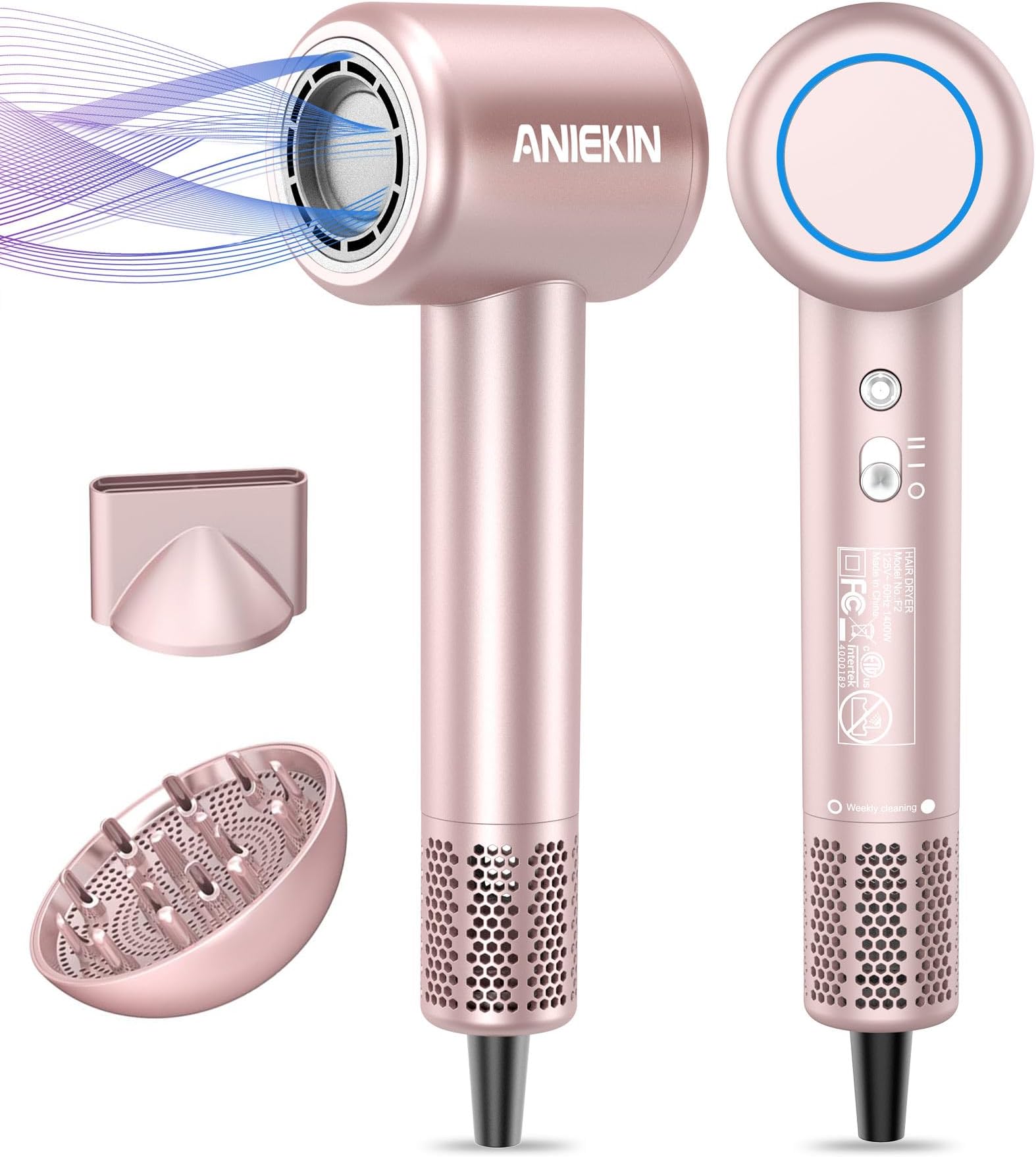 Hair Dryer, HighSpeed Ionic Low Noise Blow Dryer with Brushless Motor for Fast