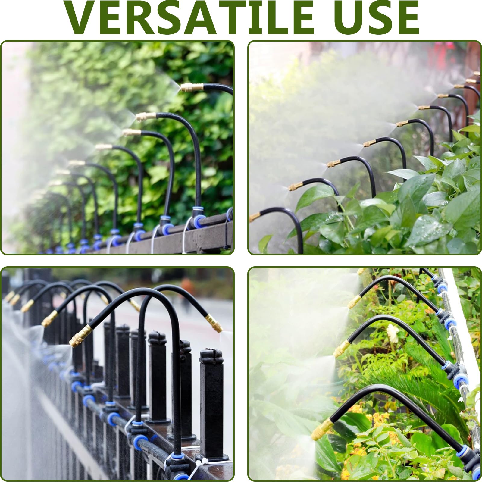 Système d'irrigation goutte à goutte de 20 m, système d'arrosage flexible à 360°, buse réglable en cuivre, kit d'irrigation goutte à goutte automatique pour jardin, cour, serre