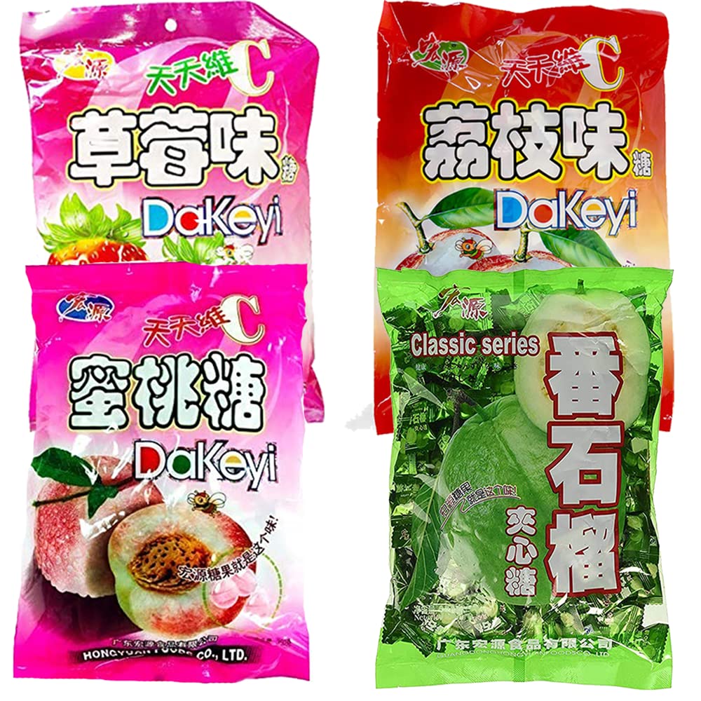 Classic Hard Candy- Strawberry,Lychee,Peach,Guava 4 flavor Candy 350g/12.3oz, By Eelicious's Company