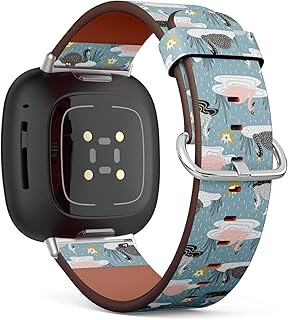 CJBROES Replacement Leather Watch Band, Compatible with Fitbit Versa 3 and Fitbit Sense of Wristband Bracelet Accessory - Childish swan Princess