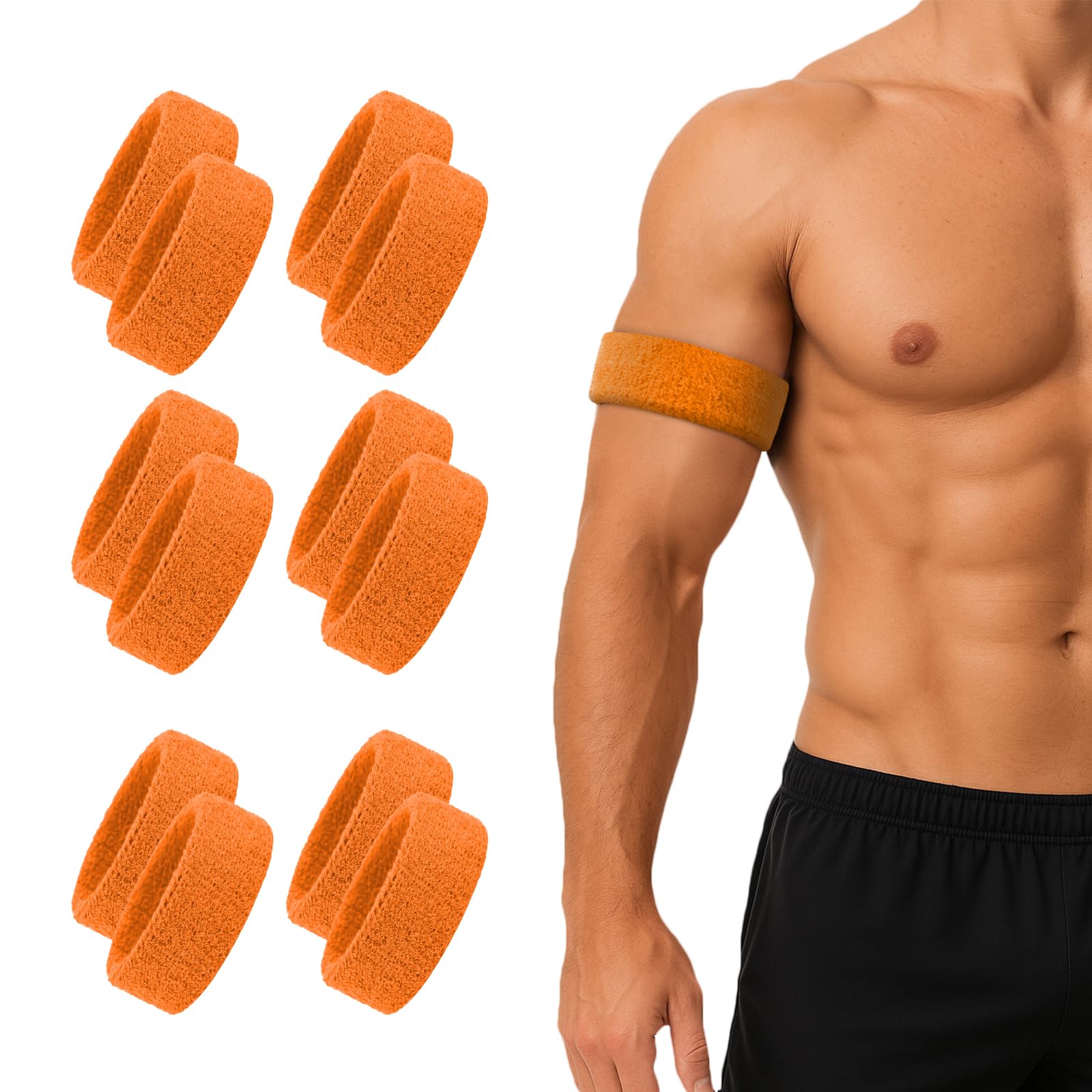 TOPTIE 12 Pack Bicep Bands Armband Men Arm Sweat Bands Sweat Wristbands โ image 1