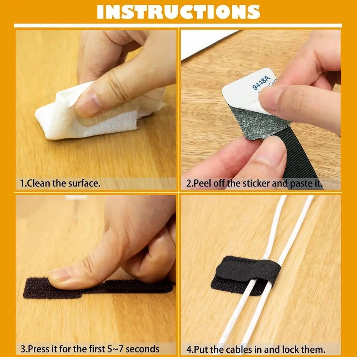 10Pcs White Short Adhesive Tie For Home And Office Multi Functional Data Cable Storage And Cable Management Fixing Device
