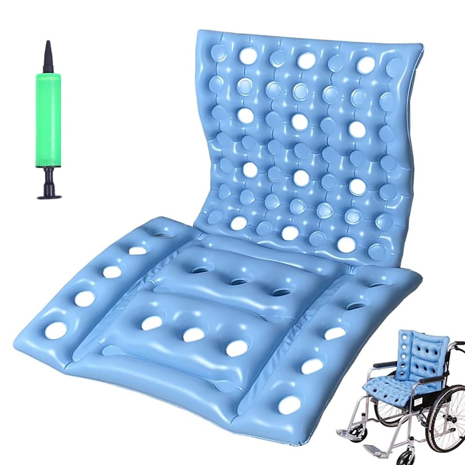 Protector de colchón antiescaras, cojín inflable con bomba de mano, alivio de úlceras por presión, ideal para silla de ruedas, avión, coche, oficina