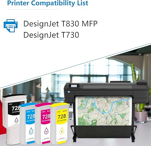 Miniatura 2 de Lomenti - Cartuchos de tinta 728 (10.1 fl oz negro mate  4.4 fl oz cianmagentaamarillo) - Cartuchos de tinta compatibles con Lomenti 728 de repuesto