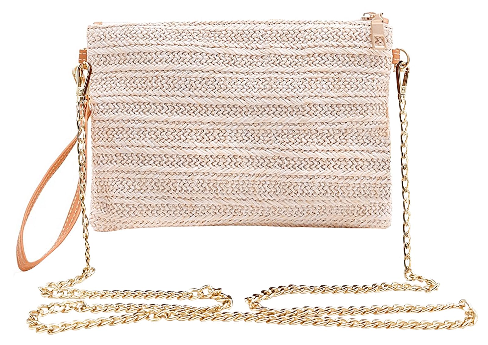 Beurlike Straw Clutch Purses for Women Beach Wristlet Wallet Small Cross body bag for Girls
