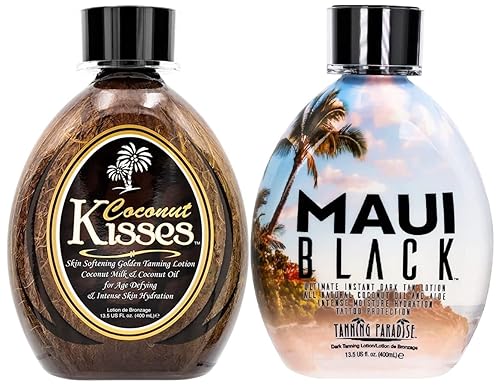 Ed Hardy Coconut Kisses Loción bronceadora dorada, 13.5 onzas, los más vendidos, loción bronceadora MAUI BLACK Tanning Paradise MAUI BLACK Aceite