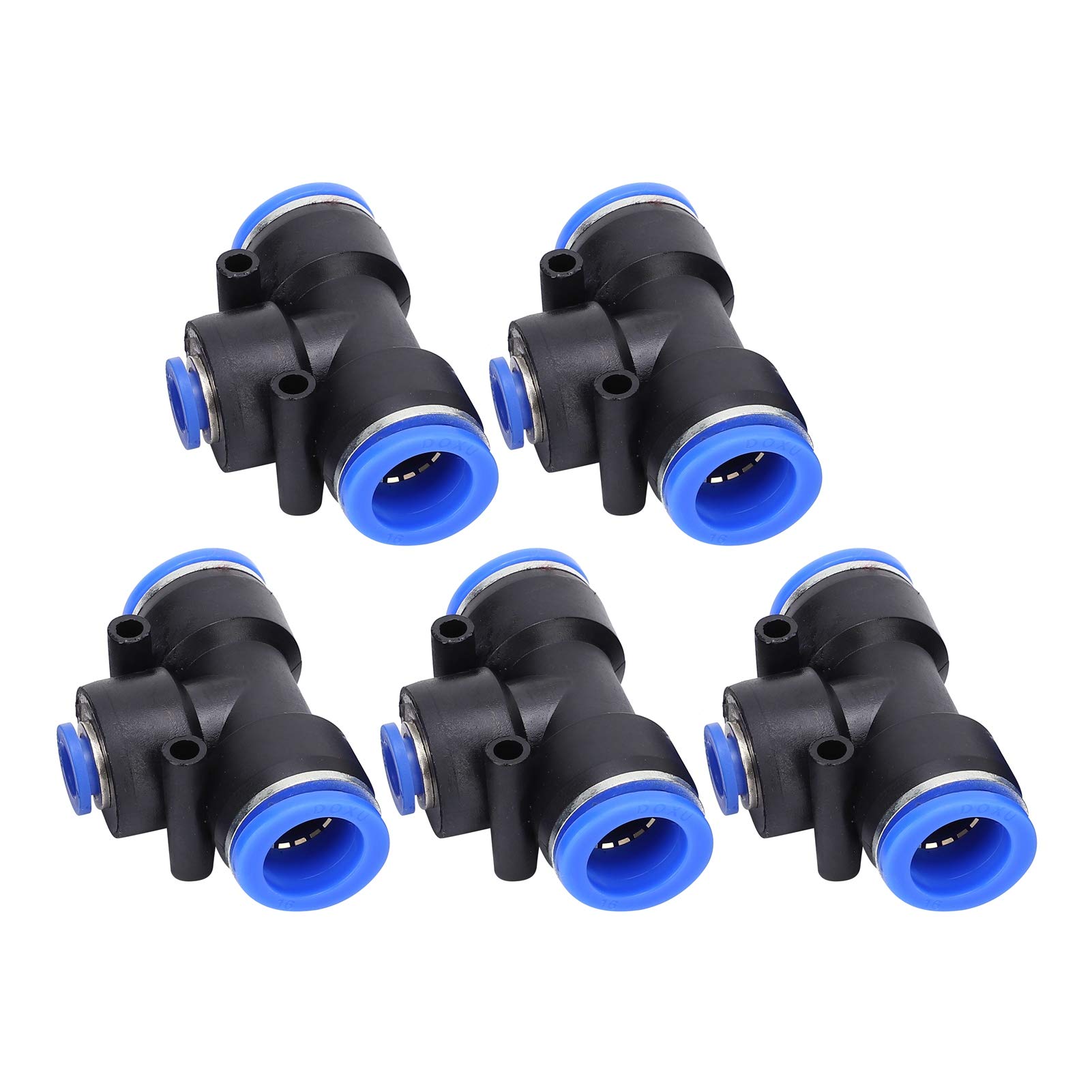 Conector rápido T Tipo Diámetro variable de 3 vías Conector de manguera de aire PU PEG16 8 16 Para sistemas de tuberías neumáticas Material PBT de plástico 25 piezas