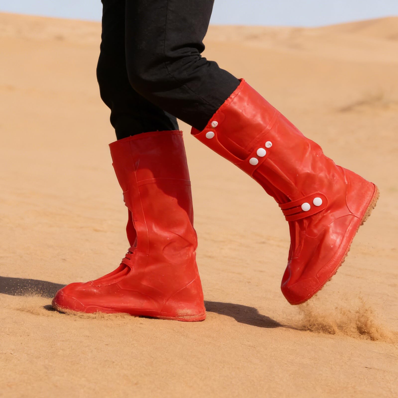 Cabilock Guêtres de Randonnée Imperméables Anti-Sable, Longues Haute Protection en Tissu Résistant, Taille 38-39 Rouge Vif, Couvre-Chaussures Désert pour Camping, Chasse et Trek en Plein
