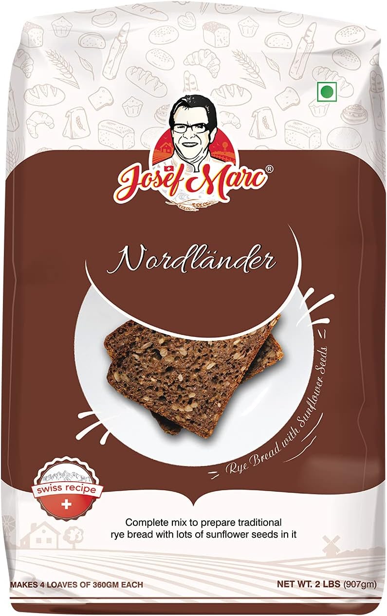 Nordlander Mix, Rye Bread with Sunflower Seeds, 2 LBS (907g) - Rye Bread Mix | Formulated in Switzerland