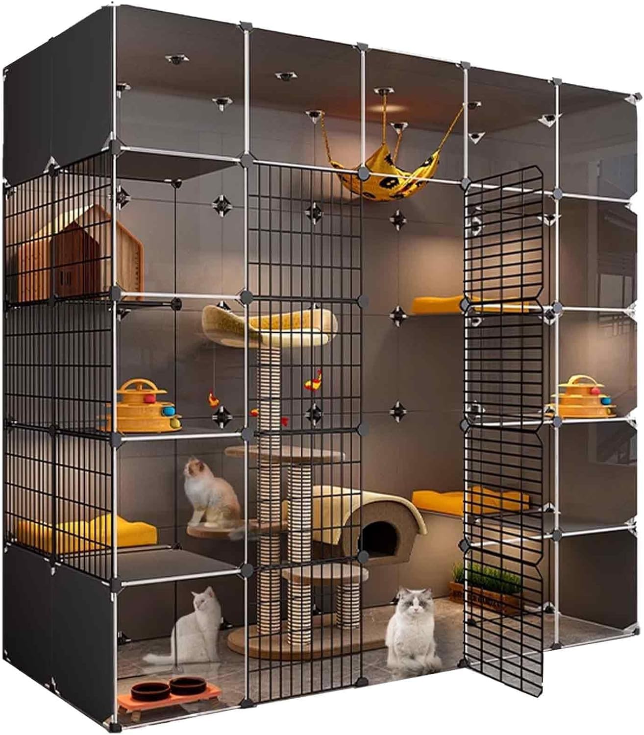 Cat Cages for Indoor Cats XL XXL Indoor Litter Tray Furniture for Large Cat House Cat House Transparent Design Double Layer Heavy Platform Easy to Ace