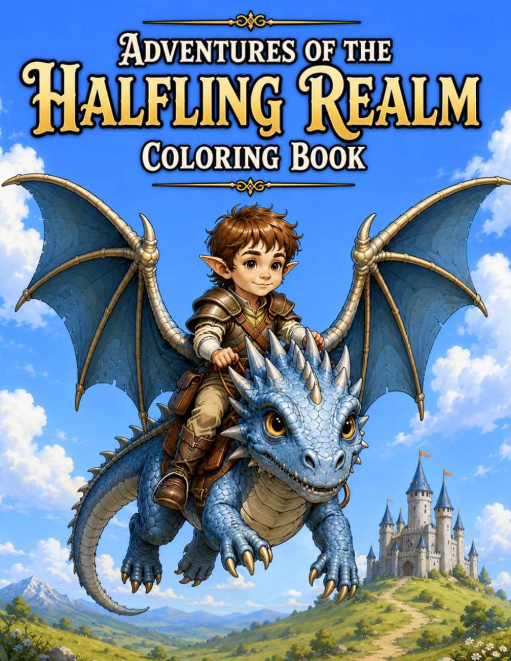 Adventures of the Halfling Realm Coloring Book: Epic Fantasy Adventures Featuring Dragons, Castles, Wizards, Quests, and Magical Creatures to Color (Bright Path Fantasy Series)