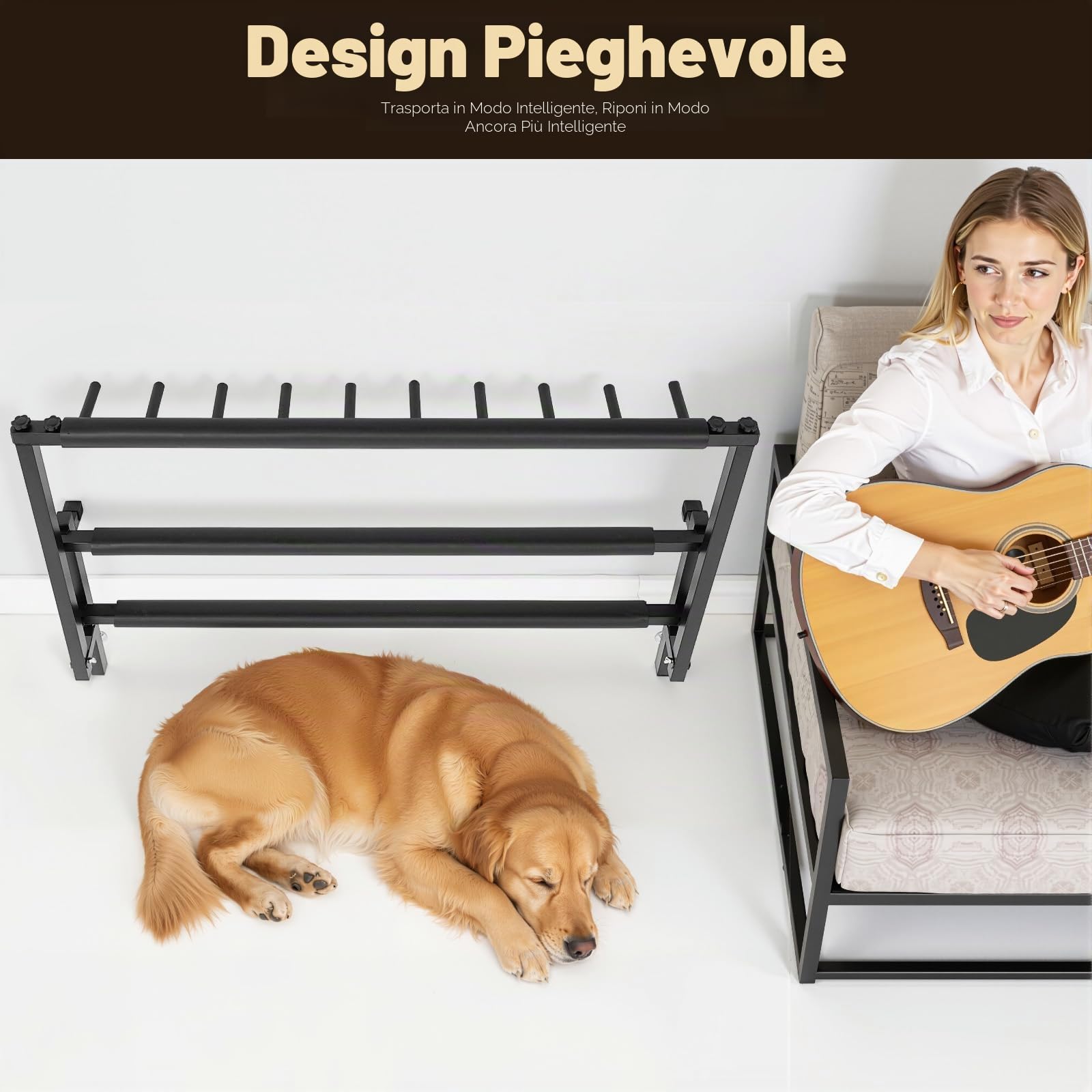 Supporto per chitarra acustica a 9 scomparti, in legno, per chitarra elettrica, supporto per cinque chitarre