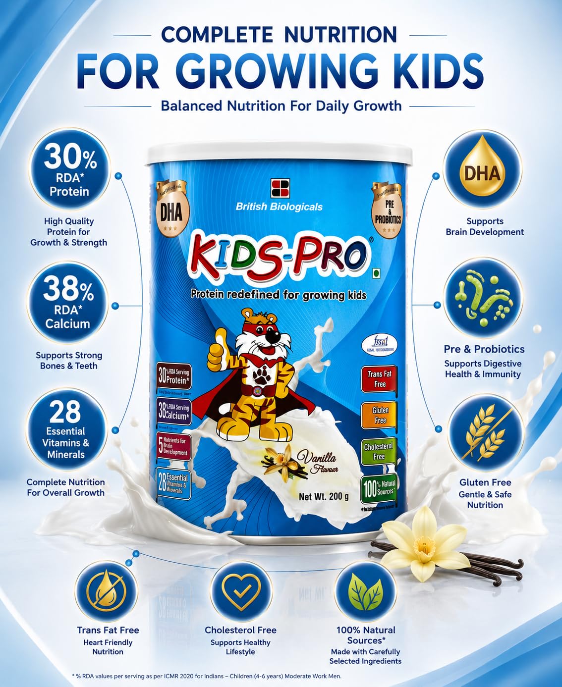 Kids-Pro Protein Powder for Growing Kids, Vanilla Flavour, 200g — Amazon image 7