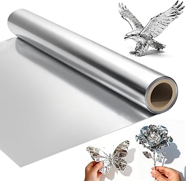 Heavy Duty Aluminum Foil Roll - 0.07MM Extra Thick Craft Metal Sheets for DIY, Repairs & Art Projects, Multipurpose Tin Foil for Art, Gifts & Home DIY Projects, Silver 12" Wide x 10ft Long