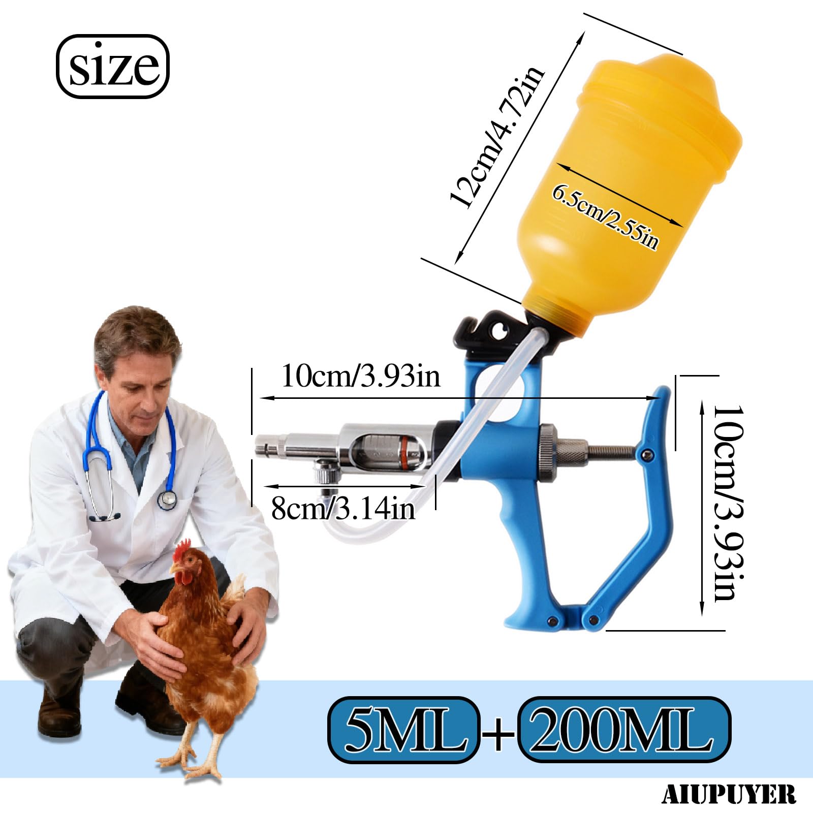 Siringa Per Bestiame, Siringa Autoiniettore, Dispositivo Di Dosaggio Per Attrezzature Per Allevamento Di Bestiame, Erogatore Di Medicinali Veterinari, Pompa Per Siringa Di Precisione Regolabile