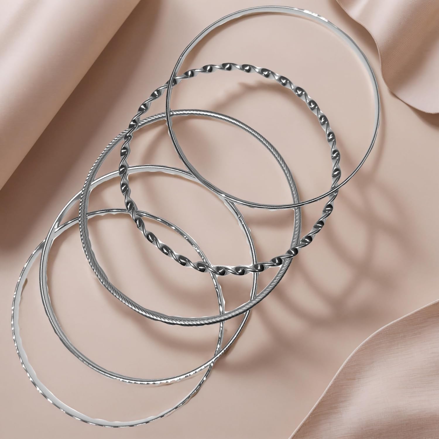 Gold & Silver Bracelets Set for Women, Stackable Bohemian Bangle Pack, Dainty Layered Bracelet Jewelry Set, Vintage Geometric Boho Style Fashion Accessories, Gift Jewelry for Her - Image 4