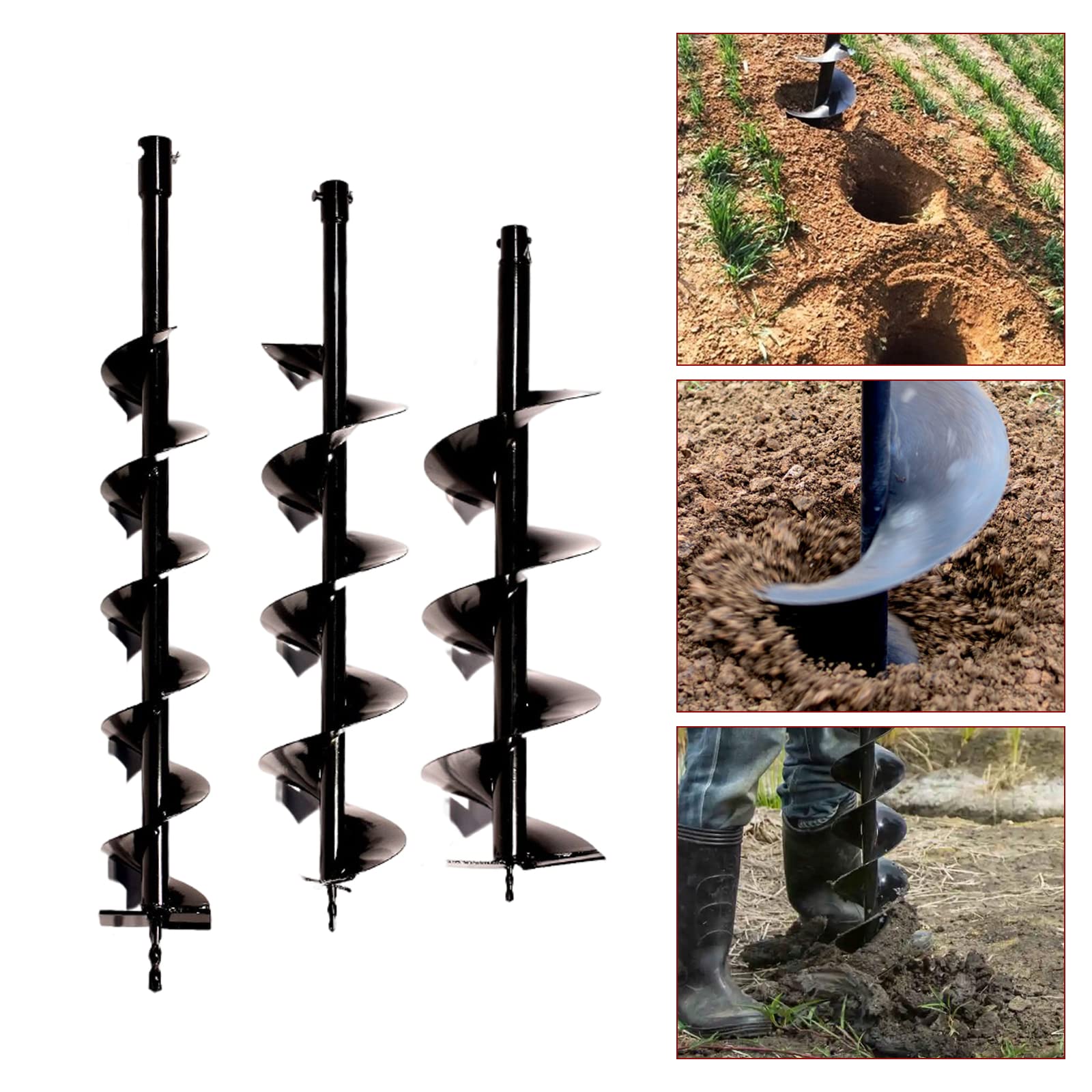 3 Bohrer 4"/6"/8" Schnecken Erdbohrgerä Erdlochbohrer Einzylinder Erdbohrer Erdbohrgerät (Nur der Bohrer)