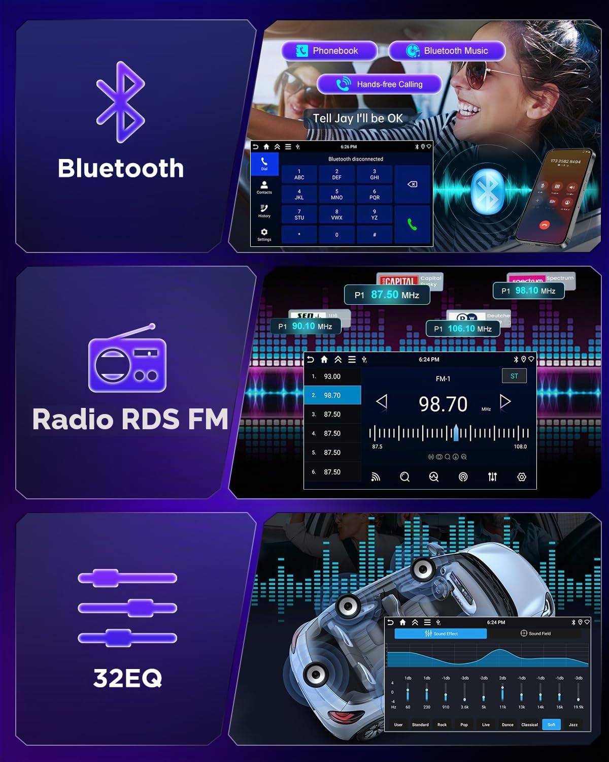 NHOPEEW 4+128 GB Radio para Coche con Android para Toyota Yaris 2012-2017 con compatibilidad con CarPlay y Android Auto, WiFi, GPS, Controles en el Volante,Canbus