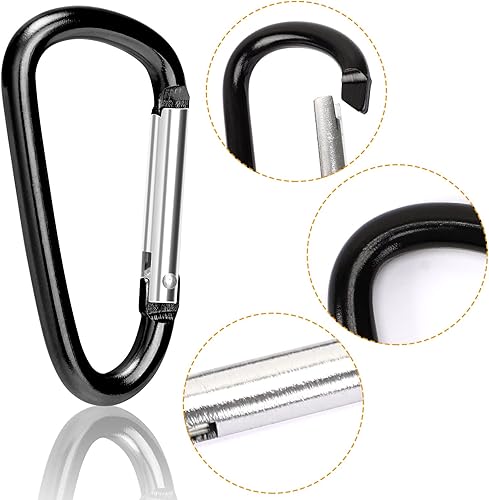 Miniatura 2 de Carabiner Clips, Upins Aluminum Locking Spring Hook Keychain D Shape Heavy Duty Buckle Pack Carabiners Clip Lock Snap Hooks Backpack Clip