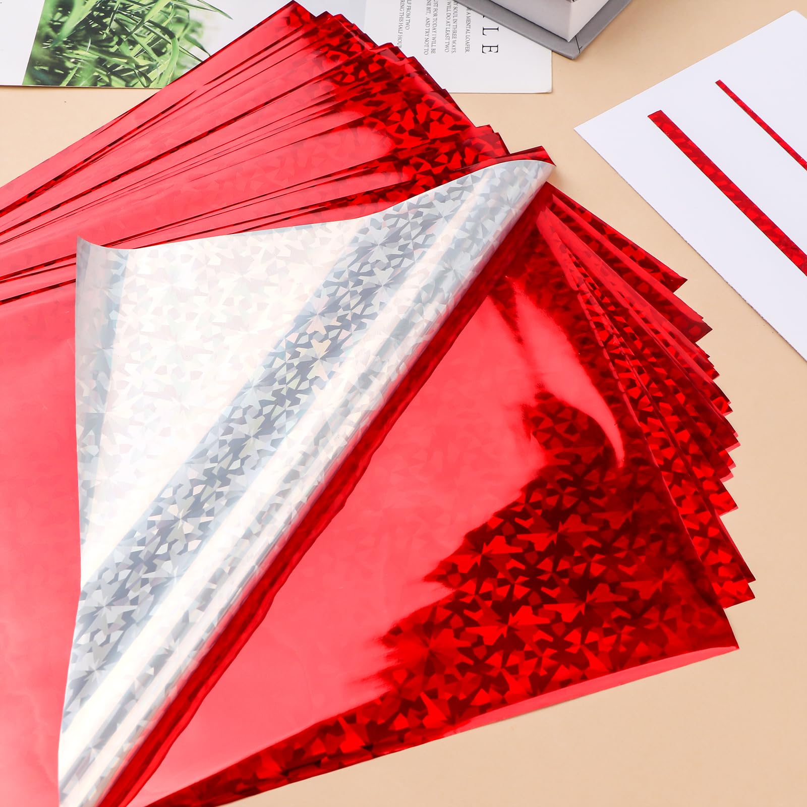 BAOFALI Tonerfolie 100 Blatt – Für Laserdrucker & Laminator | 20,1 X 29 Cm | Roter Edelstein-Effekt | Für Karten, Scrapbooking & DIY