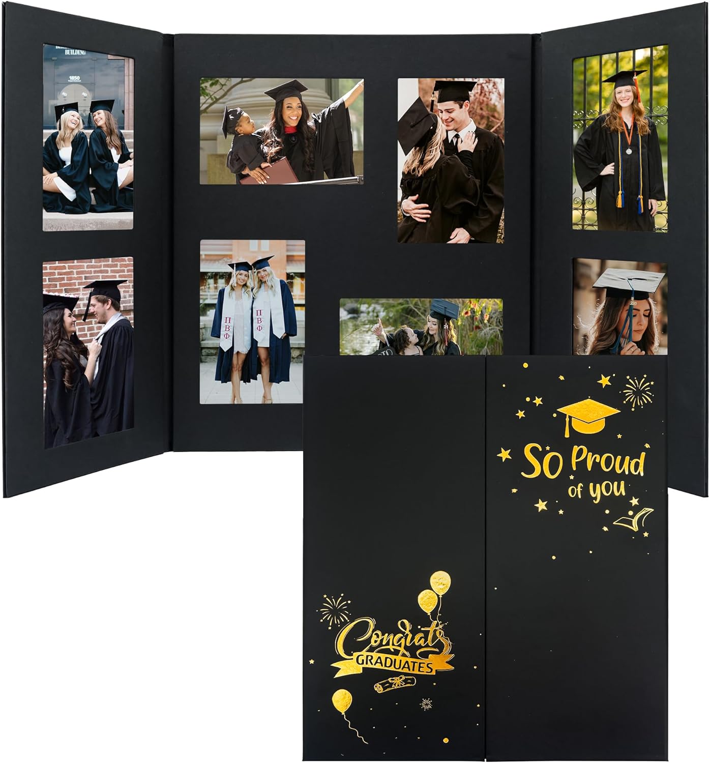 GMFrames Graduation Picture Folio Multi 4"x6" (8) Picture Frame for Senior High School, College or University Graduation Photographs