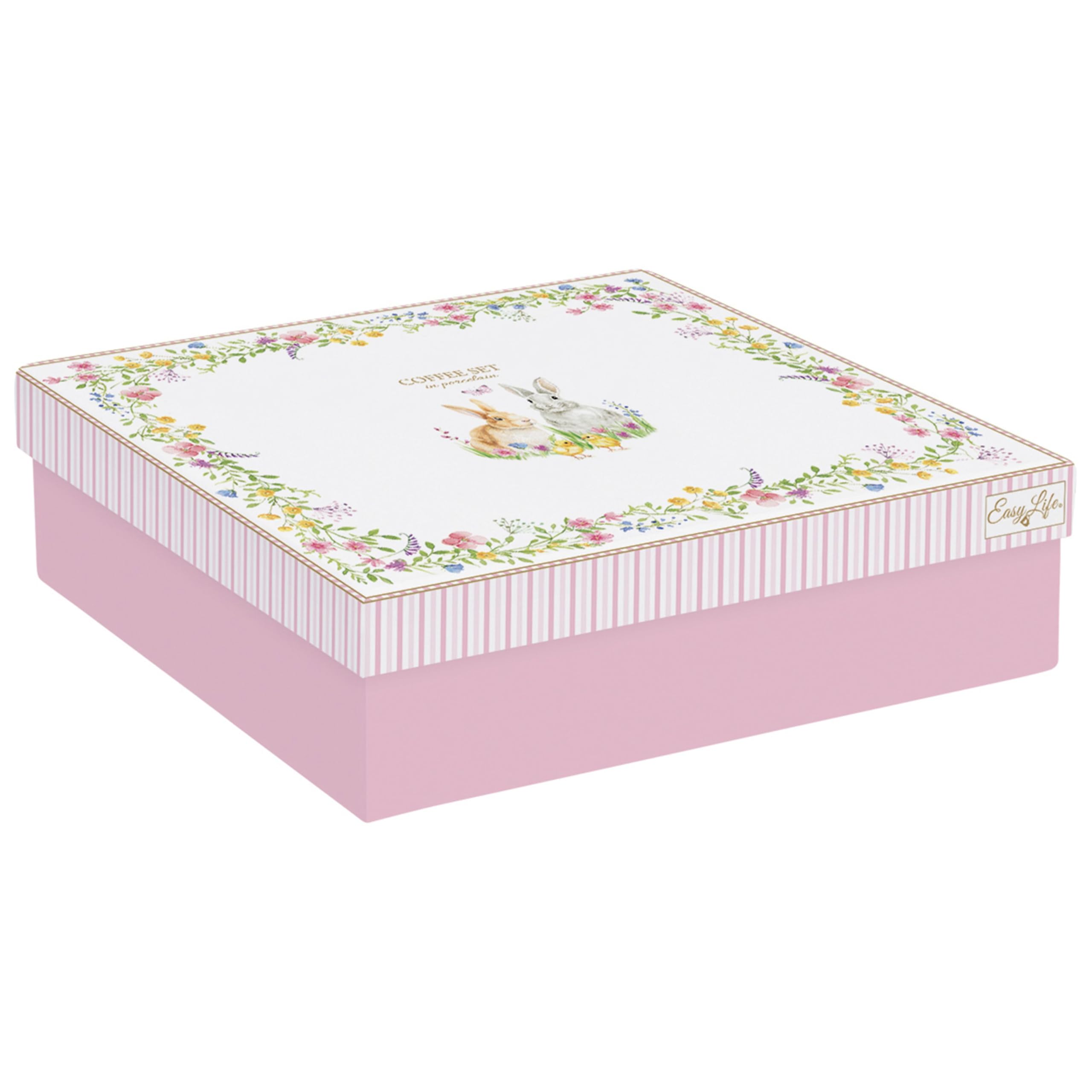 MamboCat Happy Easter - Set di 6 tazze da caffè con piattini, per 6 persone, in porcellana colorata per colazione e caffè, 6 tazze piccole e piattini, stoviglie pasquali