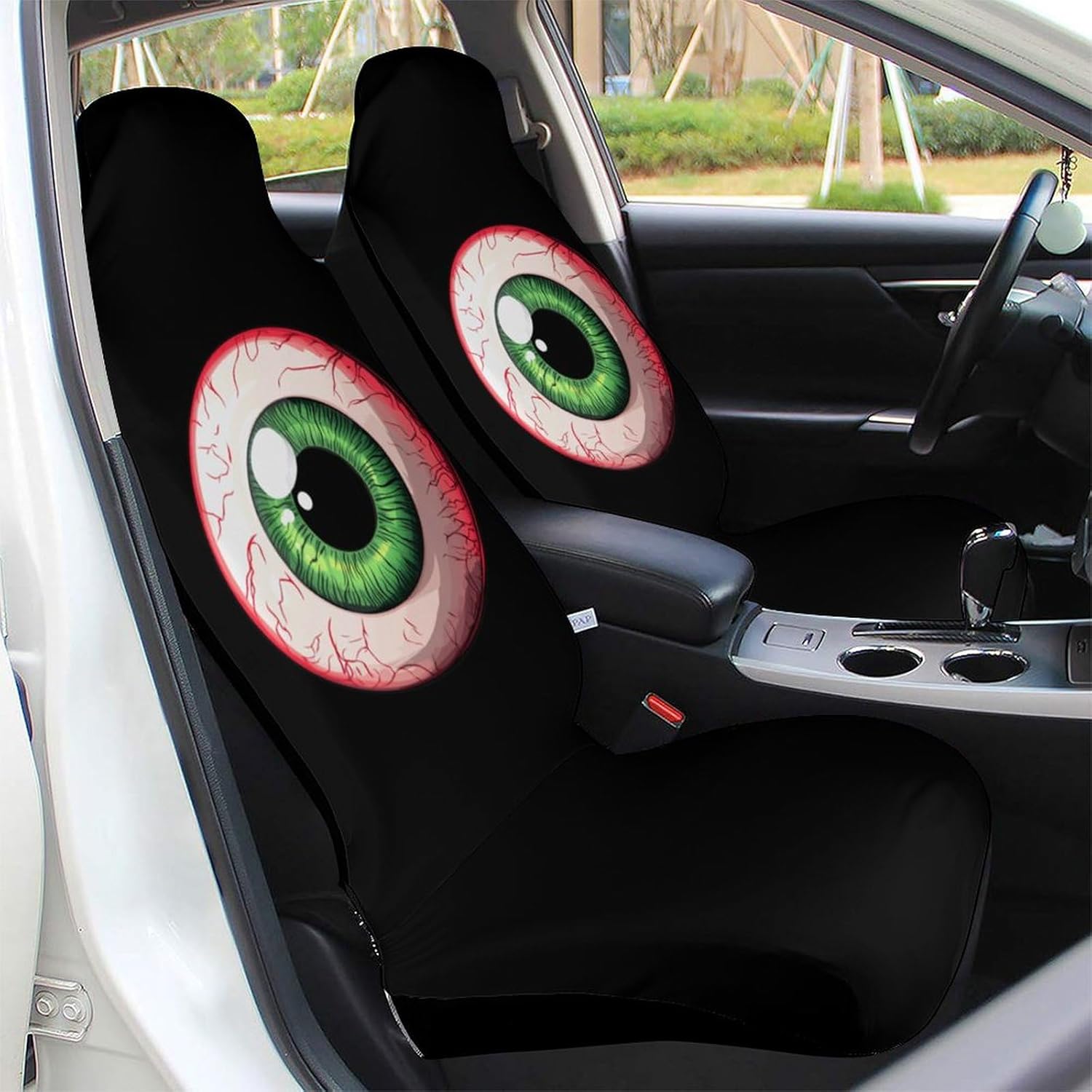 Spooky Scary Eyeball Halloween Car Seat Covers Universal Car Front Seats Protector Auto Interior Accessories 2PCS
