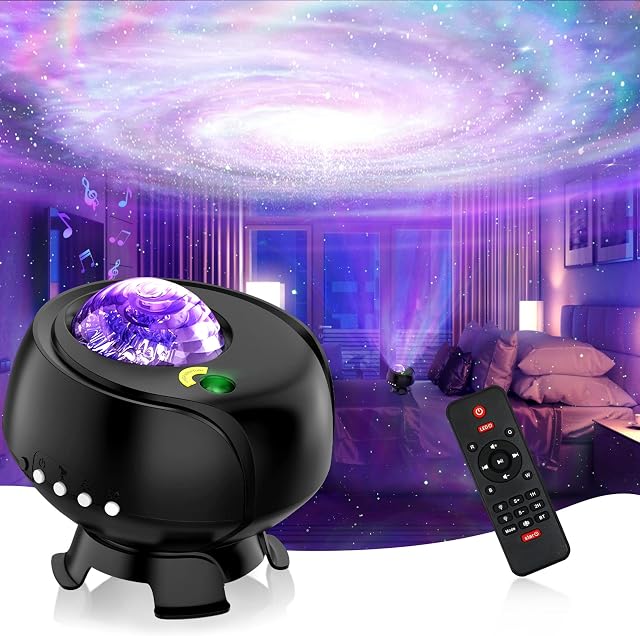 Galaxy Projector Light, Upgraded LED Star Projector Night Light with Large Coverage Area and Color Changing Rotating Nebula, Home Planetarium Projector with Remote Control, Galaxy Lamp for Bedroom