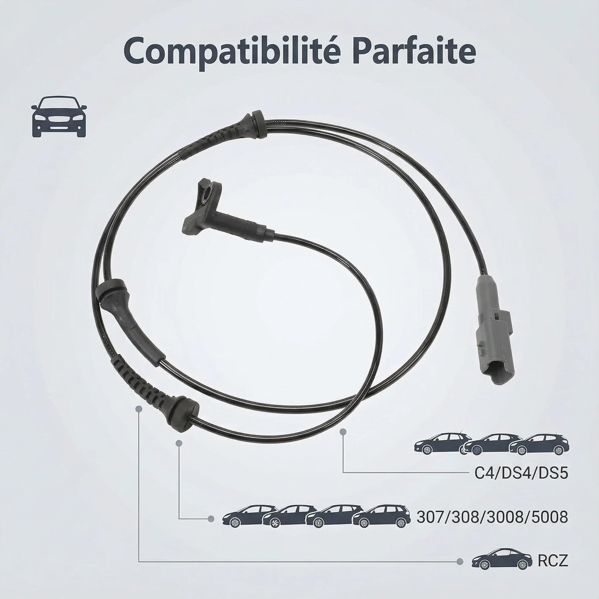 Capteur ABS Avant Compatible C4/DS4/DS5&307/308/3008/5008/RCZ - Réf. OE 9665386780 4545F5
