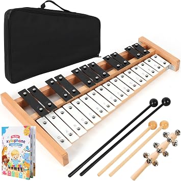 lotmusic Glockenspiel Xylophone for Kids, 27 Note Instrument with Songbook