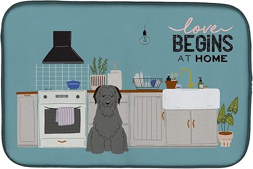 Miniatura 469 de Caroline's Treasures CK7824DDM - Tapete absorbente para secado de platos con diseño de bulldog inglés, rojo y blanco, para encimera de cocina, 14 x