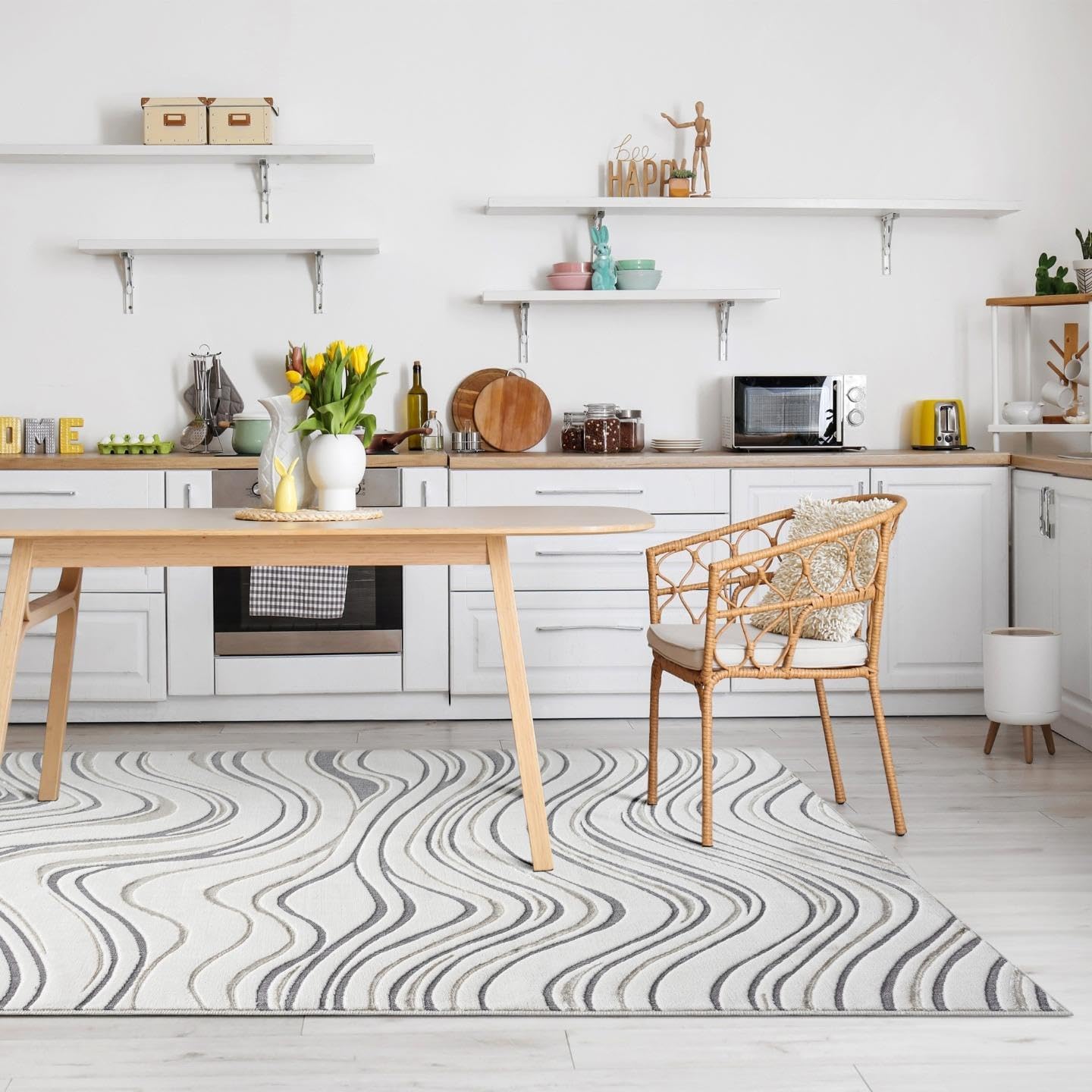 LUXE WEAVERS Modern Abstract Swirl Gray 6x9 Area Rug High Low Carpet