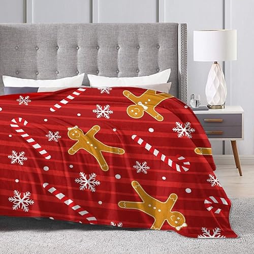 Miniatura 4 de Manta de Navidad para hombres y mujeres, diseño de galletas de jengibre, bastones de caramelo, manta de microforro polar ultra suave, manta grande
