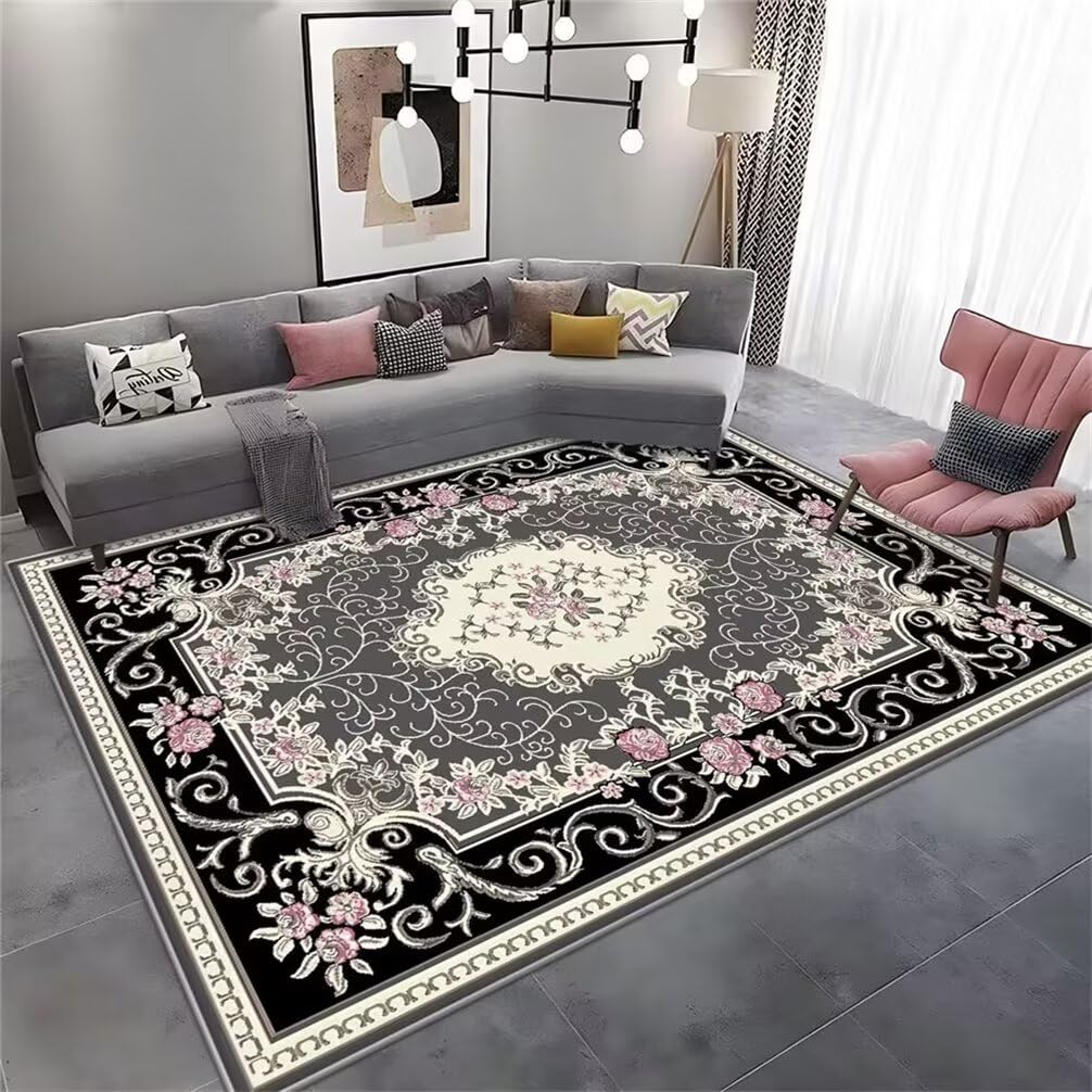Tapis de chambre adulte pastoral noir et gris pour ambiance cosy