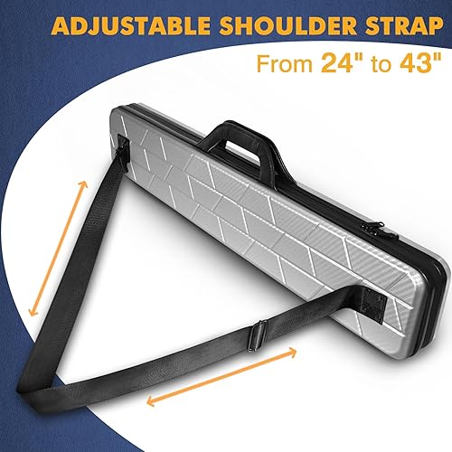 Miniatura 8 de Estuche para Taco de Billar, Funda Rígida para Taco de Billar 4x4 con 10 Ranuras Acolchadas, Bolsa de Billar Resistente con Mango de Cuero Suave y